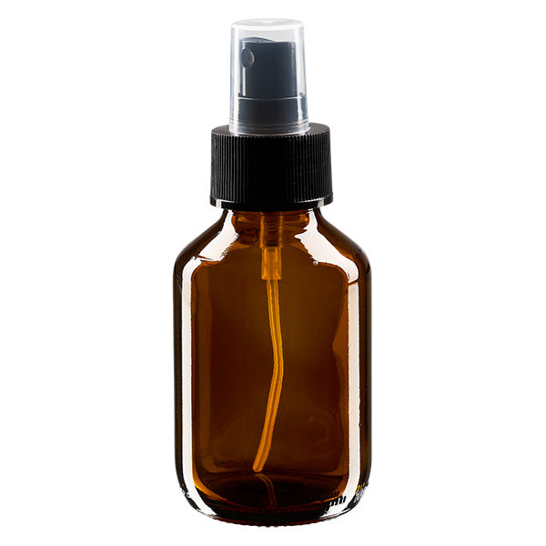 Flacon verre brun spray vide - 100 ml - Verre et plastique