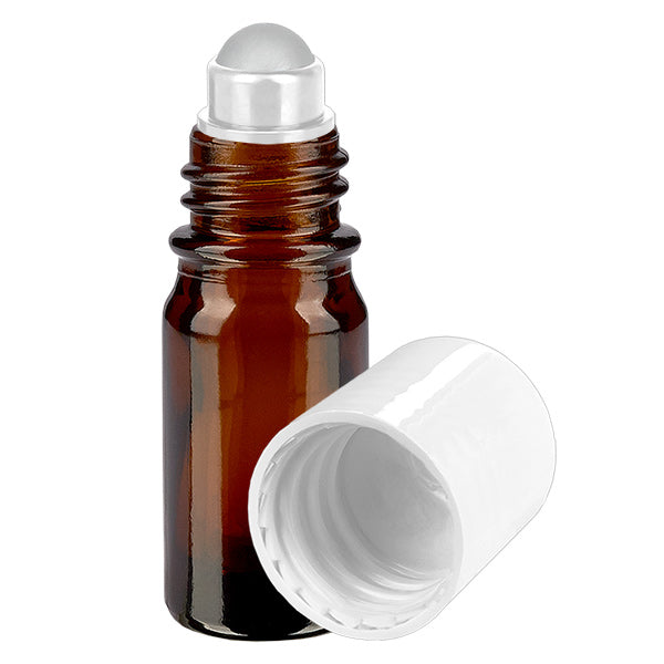 Flacon verre brun roll-on vide - 5 ml - Verre et Plastique