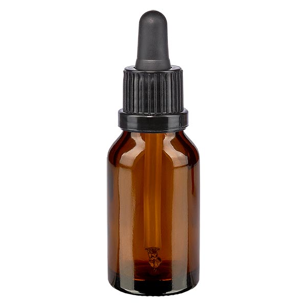 Flacon verre brun pipette noire - 30ml -