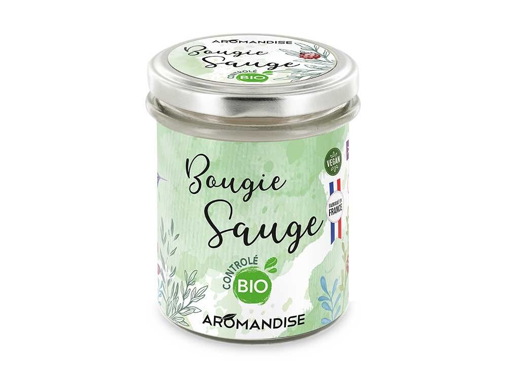 Bougie d'ambiance aux huiles essentielles - Sauge bio - Aromandise