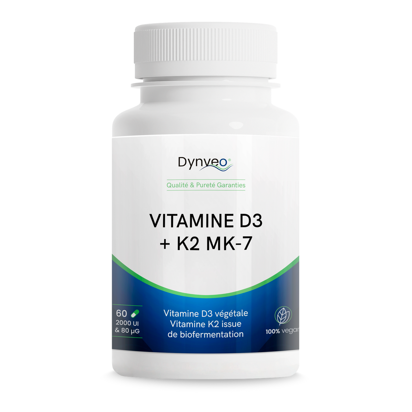 Vitamine D3 + K2 Mk7 - 60 gélules - Dynveo