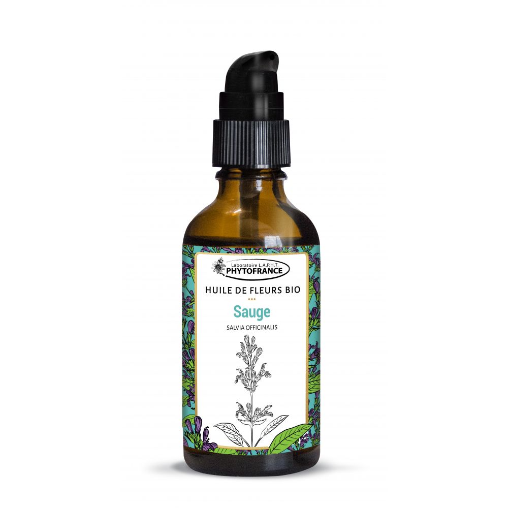 Sauge bio - Huile de fleurs - 50 ml - PhytoFrance