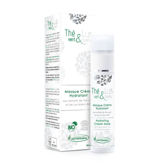Masque crème hydratant bio - Thé vert & Lys blanc - 50 ml - PhytoFrance