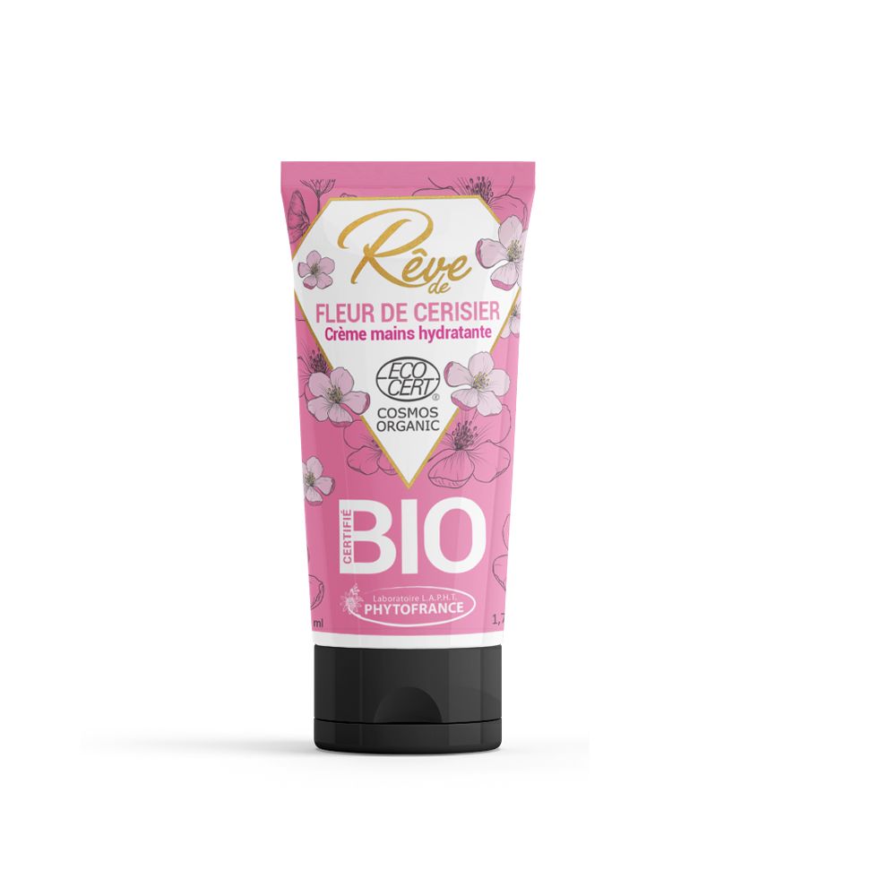Crème mains hydratantes bio - Fleur de cerisier - 50 ml - PhytoFrance