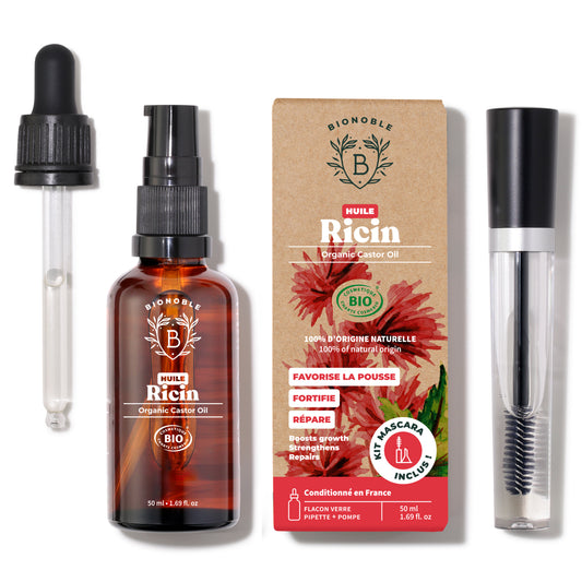 Kit huile de ricin bio et mascara - 50 ml + Un kit - Bionoble