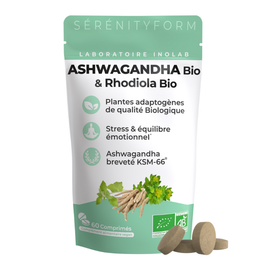 Serenityform, complexe Ashwagandha, Rhodiola bio - 60 gélules - Inolab